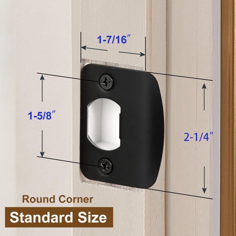 MOSECYOU Standard Door Strike Plate with Shim, Door Lock Latch Restorer Spacer, Universal Residential Security Striker, Fix Door Wont Latch Close (Black) - Image 2